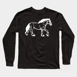 white horse line art Long Sleeve T-Shirt